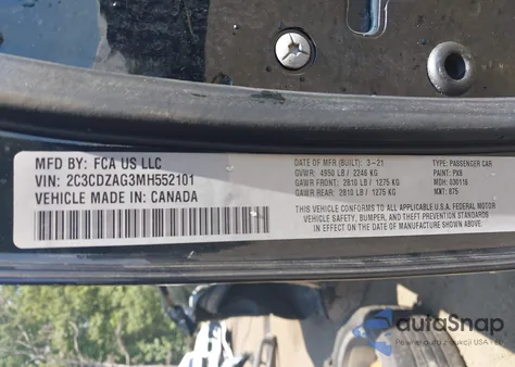 2021 Dodge Challenger Sxt from USA, damaged, VIN 2C3CDZAG3MH552101